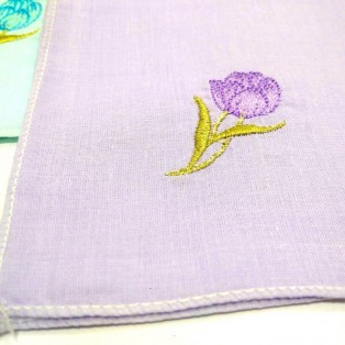 Set of 3 Ladies Women's Floral Flower Cotton Handkerchief Hankies - 9" x 9" - 18